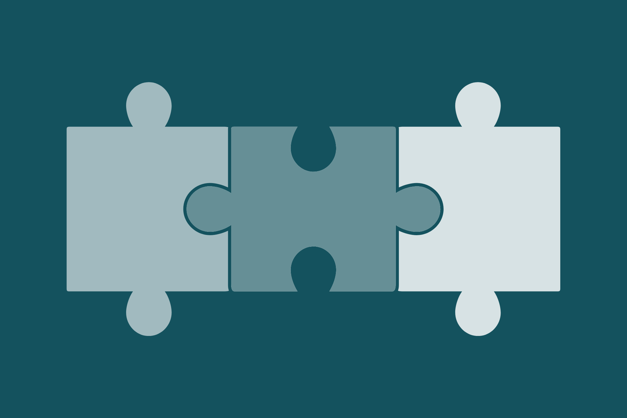 An illustration showing 3 puzzle pieces fitting together